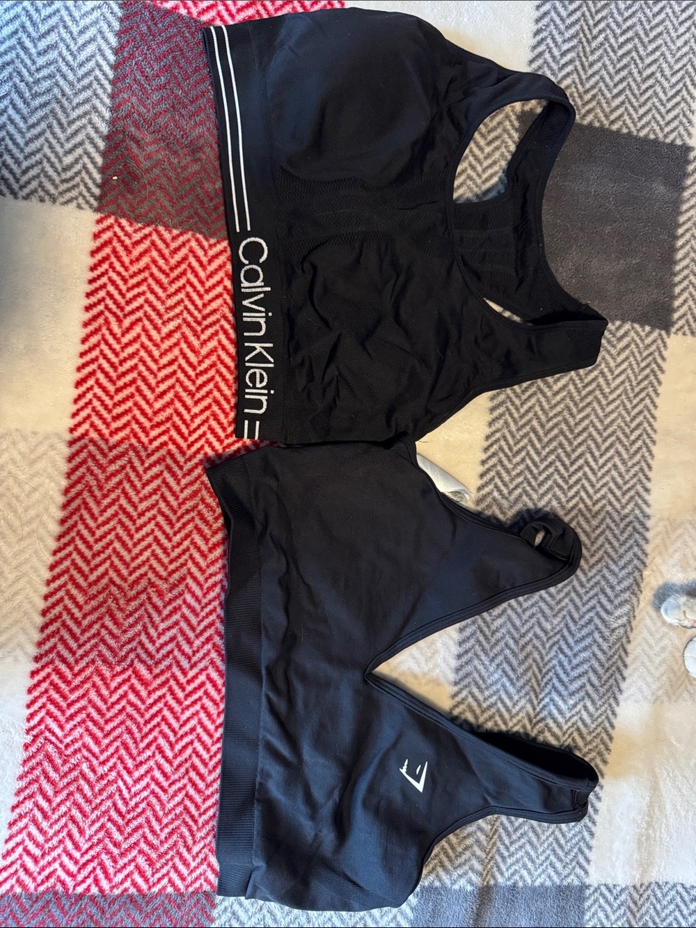 Calvin Klein and Gymshark sport bras